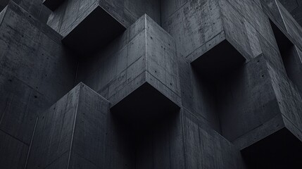 Poster - Abstract Concrete Wall with Geometric Shapes and Shadows
