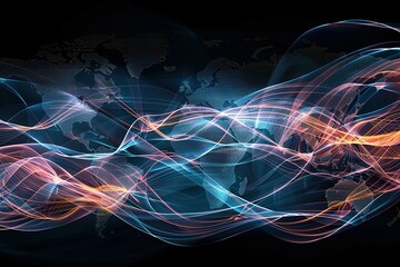 Poster - Global network connections, data flow visualization