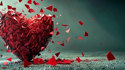 Poster - This vibrant heart of red shards symbolizes love and passion, ideal for Valentines Day.