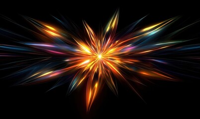 Poster - Vibrant Starburst Abstract Art with Radiant Colors and Dynamic Light Effects