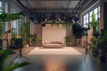 Poster - 3D-rendered studio set with detailed elements for creative production