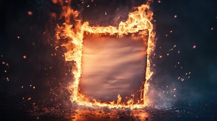 Poster - A burning letter with flames consuming the edges of the paper