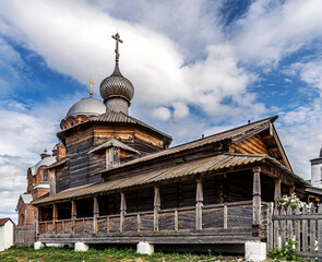 Wall Mural - St. Trinity wooden church, XVI century. Island-city Sviyazhsk, Russia	