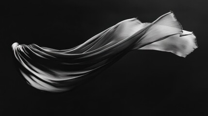Poster - A flowing piece of fabric gracefully suspended in mid-air against a dark background.