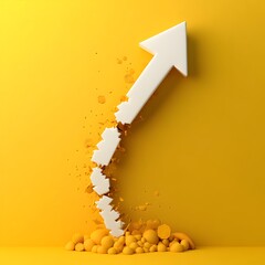 Poster - declining mortgage interest rates concept visualized with plummeting 3d arrow graph chart on bright 