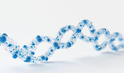 Poster - DNA double helix structure with blue and red particles, representing genetic material and molecular biology concepts