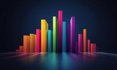 Poster - Colorful 3D Bar Graph Visualization with Vibrant Colors and Dynamic Lighting Effects