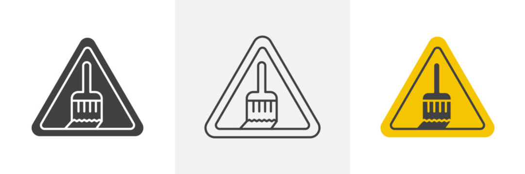 Wet paint signs set in black and colored versions