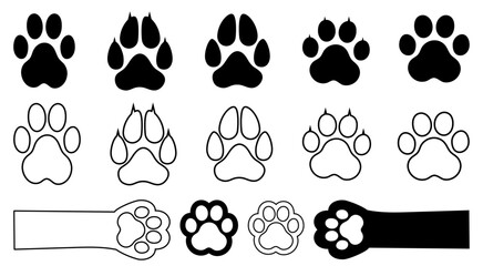 Poster - Cat paw print Dog paw print cat hand black white silhoutte graphic resources design pet animal sign symbol