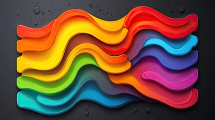 Sticker - Vivid rainbow waves create a dynamic 3D effect. Ideal for modern backgrounds, digital art, or abstract branding. Adds a pop of color and energy.