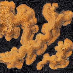 Poster - Flowing coral patterns in ocean lines abstract art digital design vivid colors top view underwater concept