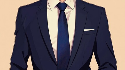 Wall Mural - A Stylish Dark Suit and Blue Tie Combination