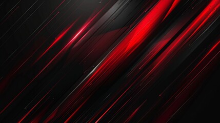 Poster - Dynamic Abstract Digital Artwork with Bold Black and Gradient Red Diagonal Stripes