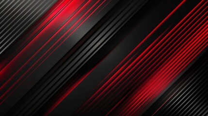Poster - Dynamic Abstract Digital Artwork with Bold Black and Gradient Red Diagonal Stripes