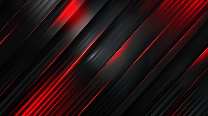 Poster - Dynamic Abstract Digital Artwork with Bold Black and Gradient Red Diagonal Stripes