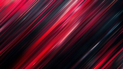 Poster - Dynamic Abstract Digital Artwork with Bold Black and Gradient Red Diagonal Stripes