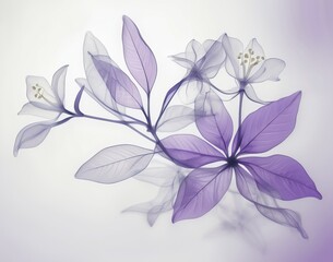 Wall Mural - Aesthetic botanical x-ray of Jasmine. white and purple