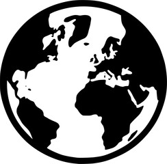 Wall Mural - earth world globe map black vector icon isolated on transparent background.