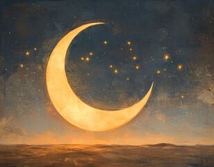 Wall Mural - Crescent Moon Night