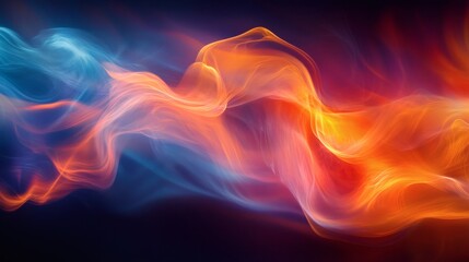 Leinwandbilder - Abstract swirling blue and orange smoke, fiery energy flow.