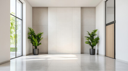 high empty hall in a modern house