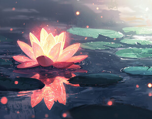 Canvas Print - Glowing Lotus Flower