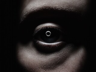 Poster - Brooding artistic portrait of a mysterious eye dark environment captivating mood close-up view intriguing concept