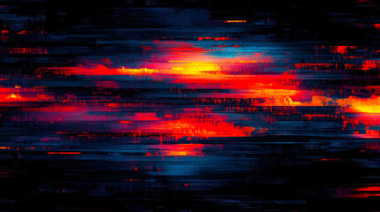 Poster - Dynamic Neon Glitch Texture with Vibrant Red and Blue Digital Patterns - Abstract Digital Art for Tech and Modern Design