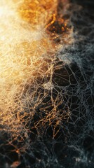 Poster - Intricate Web of Threads with Glossy Highlights in Warm Light