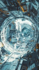 Poster - Futuristic Technology Interior with Sleek Metallic Surfaces and Lights
