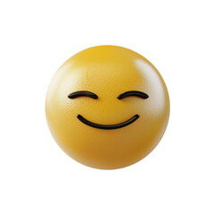 Poster - Smiling 3D emoji with sandy beige texture, isolated on transparency background, expressing relaxation and happiness