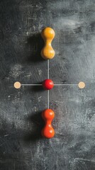 Poster - Abstract Composition of Colorful Wooden Shapes on Dark Background