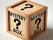 © worker 404 - 3d lucky random mystery carton wooden box on it question mark in isolated white background