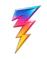 Poster - vibrant lightning bolt in rainbow gradient with transparent edges, symbolizing energy and creativity. design features glossy finish and dynamic, electrifying look