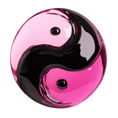 Poster - glossy Yin Yang symbol in light purple and black resin, featuring smooth, reflective surface and modern artistic design