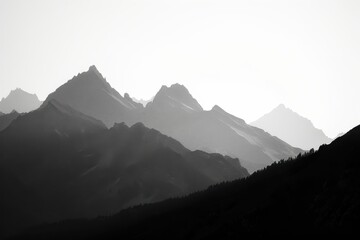 Fototapete - Majestic mountain landscape at sunset featuring vibrant colors and layered peaks under a tranquil sky creating a serene atmosphere