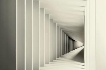 Aufkleber - Exploring a modern architectural corridor with geometric patterns and long shadows during daylight hours