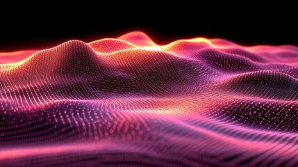 Abstract Pink And Orange Digital Wave Landscape