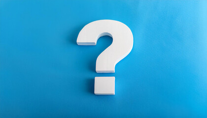 Fototapete - White question mark symbol on blue background. FAQ and QA. Problem solution.