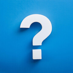 Fototapete - White question mark symbol on blue background. FAQ and QA. Problem solution.