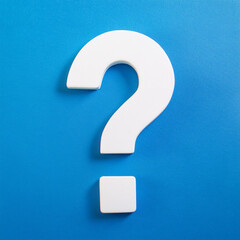 Fototapete - White question mark symbol on blue background. FAQ and QA. Problem solution.