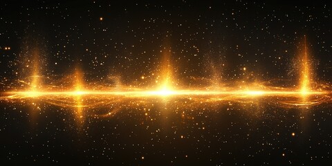 Poster - Celestial phenomenon displays radiant golden light across the night sky during a cosmic event