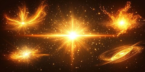 Poster - Cosmic phenomena showcase brilliant bursts of light and energy in the vast universe surrounded by stars