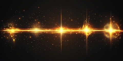 Fototapete - Captivating golden particles creating dynamic bursts of light against a dark background