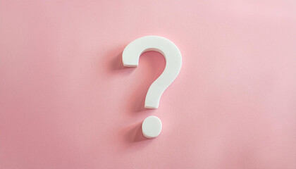 Fototapete - White question mark symbol on pink background. FAQ and QA. Problem solution.