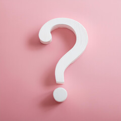 Fototapete - White question mark symbol on pink background. FAQ and QA. Problem solution.
