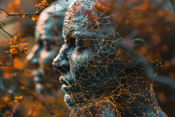 Aufkleber - Complex network of interconnected nodes showcasing intricate design and structure in a digitally inspired environment