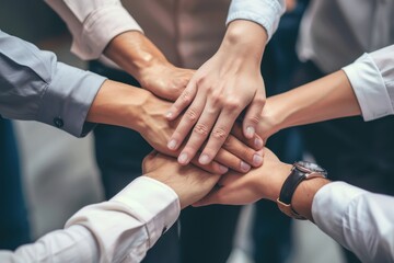 Aufkleber - Business professionals engage in a handshake during a networking event at a modern venue in the city