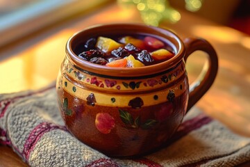 Wall Mural - Warm Festive Mulled Wine in a Decorative Ceramic Mug