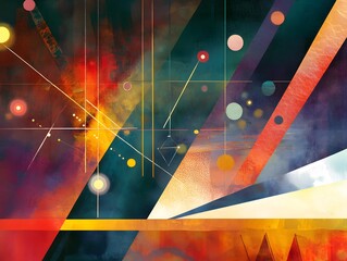Poster - A vibrant abstract artwork featuring dynamic shapes and luminous colors, creating a visually engaging experience full of energy and creativity.